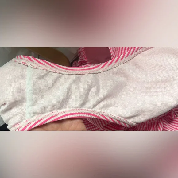 Lilly Pulitzer Delphie Seersucker Ruffled One-Piece Swimsuit Roxie Pink Size 10 - Picture 5 of 5